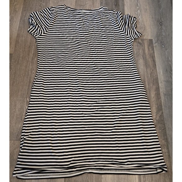 Ekouaer Dress Women XL Black White Stripe Stretch Knit 1/4 Button-Up House Dress - Picture 2 of 5